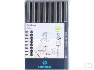 Schneider fineliners permanent Pictus edelstaal zwart 8 stuks