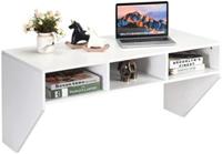 costway computerbureau voor wandmontage houten Studietafel met 3 niveaus 108 x 53 x 52 cm wit