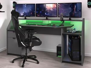 Mobistoxx Bureau GAMER 180 cm donkergrijs/zwart