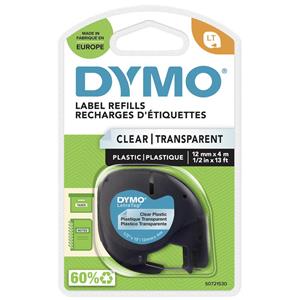 DYMO LT Kunststoffetiketten für LetraTag Etikettenhersteller, klare Etiketten, 12mm x 4m Rolle, selbstklebend