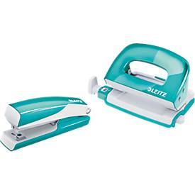 LEITZ Heftgerät- & Locher-Set Mini Nexxt WOW, eisblau