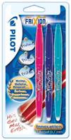 Pilot roller Frixion Ball blister van 3 stuks: roze, turkoois en violet