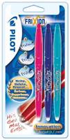 Pilot roller Frixion Ball blister van 3 stuks: roze, turkoois en violet