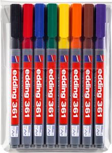 Edding 4-361-8 e-361/8 Whiteboardmarkerset Blauw, Bruin, Geel, Groen, Oranje, Rood, Zwart, Violet 8 stuks/pack