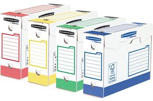 Bankers Box basic archiefdoos heavy duty, ft 9,5 x 24,5 x 33 cm, geassorteerde kleuren, pak van 8 stuks