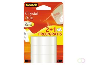 Scotch Crystal tape, 19 mm x 15 m,2 rollen + 1 gratis