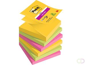 Post-it Super Sticky Z-Notes Rio, ft 76 x 76 mm, geassorteerde kleuren, 90 vel, pak van 6 blokken