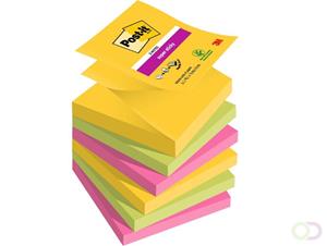 Post-it Super Sticky Z-Notes Rio, ft 76 x 76 mm, geassorteerde kleuren, 90 vel, pak van 6 blokken