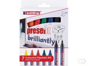 Edding Merkstift brilliant paper marker e-30 en e-33, blister met 7 stuks in geassorteerde kleuren