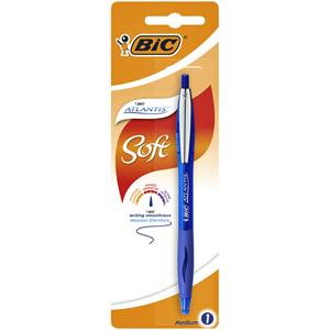 Bic balpen Atlantis Soft 1 mm, blauw, op blister