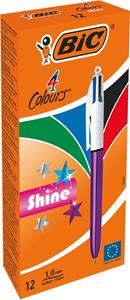 BIC 4 Colours Shine balpen, intrekbaar, medium 1,0mm, metallic paars