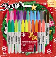 Sharpie permanente marker Kerst limited edition, fijne punt, blister van 24 stuks, geassorteerde kleuren