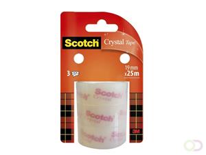 Scotch Crystal Clear Tape, Navullingen, 19 mm x 25 m, 3 rollen