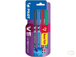 Pilot roller Hi-Tecpoint V5 0,5 mm, blister met 4 stuks (2 + 2)