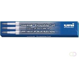 Uni-ball vulling voor gelroller Erasable Gel, etui met 3 vullingen, blauw