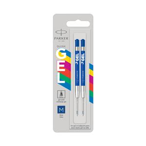 Parker gelvulling voor balpen medium, 0,7 mm, blauw, blister van 2 stuks