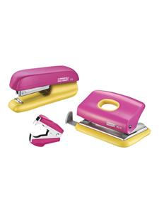 Rapid Schreibtisch-Set Heftgerät F5, Locher FC10, Enthefter C2 pink/ge