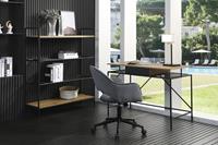 Salesfever Schreibtisch, Ablagefläche aus Metallrahmen und mattschwarzem Polyrattan in Geflechtoptik