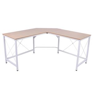 HOMCOM Computertisch L-Form Eckschreibtisch Winkelschreibtisch MDF Natur 150 x 150 x 76 cm - natur/weiß