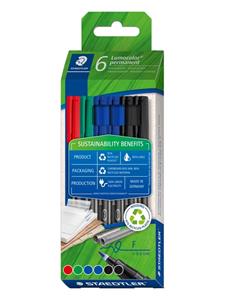 Staedtler LumocolorÂ Universalstifte permanent F 0,6 mm, 6 Farben