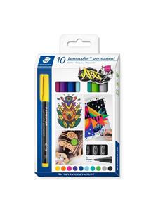 Staedtler OHP-marker Lumocolor Permanent assorti, étui van 10 stuks, medium