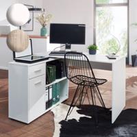 Wohnling Eckschreibtisch mit Regal 120 x 75,5 x 106,5 cm Home Office Winkelschreibtisch Bürotisch Modern mehrfarbig