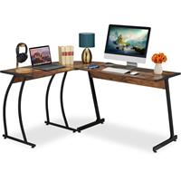 RELAXDAYS Eckschreibtisch in Walnuss-Optik, Büro & Homeoffice, HBT: 73x147x112 cm, Schreibtisch in L-Form, braun/schwarz