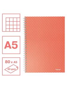 4 x Esselte Collegeblock Colour'Breeze A5 kariert 80 Blatt koralle