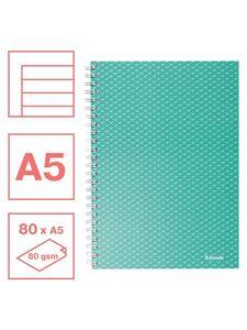 Esselte Colour'Breeze notitieboek met spiraalbinding, voor ft A5, gelijnd, groen