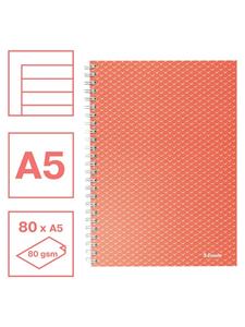 Esselte Colour'Breeze notitieboek met spiraalbinding, voor ft A5, gelijnd, koraal