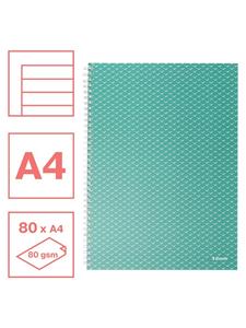 4 x Esselte Collegeblock Colour'Breeze A4 liniert 80 Blatt grün