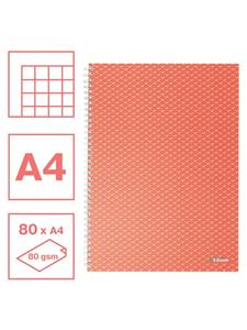 4 x Esselte Collegeblock Colour'Breeze A4 kariert 80 Blatt koralle