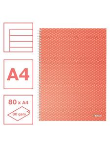 4 x Esselte Collegeblock Colour'Breeze A4 liniert 80 Blatt koralle