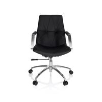 Hjh OFFICE Saranto Leder - Thuiskantoor bureaustoel, Leder, Zwart