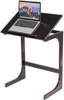 Coast bijzettafel laptopisch C-vormige salontafel computertafel bamboe staantafel met metalen frame salontafel bruin