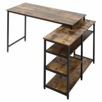 HOMCOM Schreibtisch Platzsparend, L-Form, Langlebig braun/schwarz
