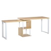 HOMCOM Eckschreibtisch in L-Form natur