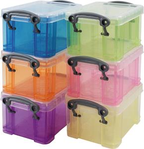 Really Useful Boxes van stevig kunststof | Vind Really Useful Boxes Opbergdoos set van 6 x 0.33 liter assorti kleuren