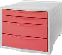 Esselte Schubladenbox Colour'Breeze PS 4 Schubladen hellgrau/koralle