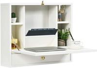 costway Wandtafel Klaptafel Multifunctioneel Bureau Laptoptafel Wit