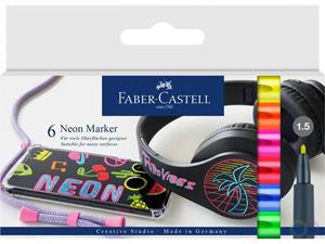 FABER-CASTELL 6 Permanentmarker farbsortiert 1,5 mm