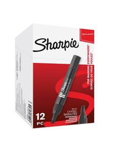 Sharpie Permanent Markers Chisel Tip Black Tuck of 12