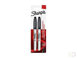 Viltstift Sharpie rond 0.9mm zwart blister Ã  2 stuks