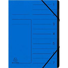 Exacompta Ordnungsmappe 540702E DIN A4 7FÃ¤cher Karton blau