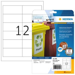 Herma wetterfeste Folienetiketten 4595 weiÃ 120 StÃ¼ck