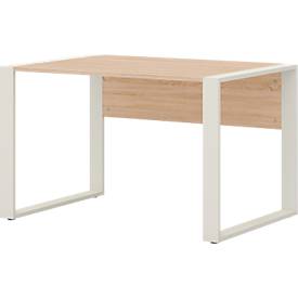 Home Office bureau TEMPIO, rechthoekig, lopers, B 1200 x D 800 x H 740 mm, Sonoma eik/wit + kabelgeleidersteun