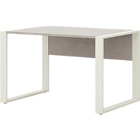 Home Office bureau TEMPIO, rechthoekig, lopers, B 1200 x D 800 x H 740 mm, beton/wit + kabelgeleiderbeugel