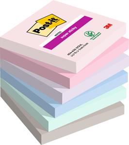 Post-it Super Sticky Notes Soulful, 90 vel, ft 76 x 76 mm, geassorteerde kleuren, pak van 6 blokken