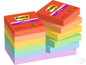 Post-it Super Sticky Notes Playful, 90 vel, ft 47,6 x 47,6 mm, assorti, pak van 12 blokken