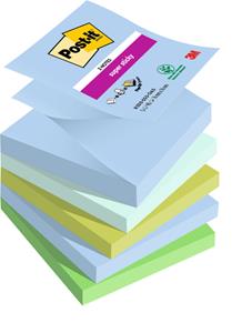 Post-it Super Sticky Z-Notes Oasis, 90 vel, ft 76 x 76 mm, geassorteerde kleuren, pak van 5 blokken